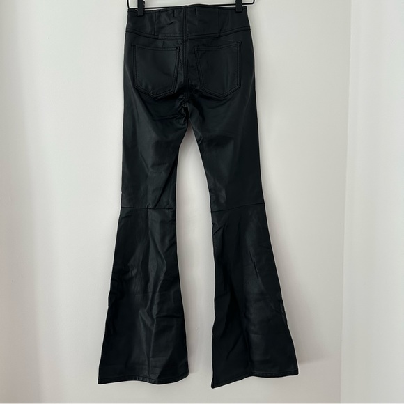 Free People Black Wide Flare Vegan Faux Leather Punk Gothic Pants Size 25 - Picture 6 of 8